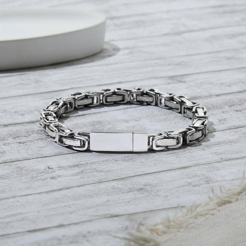 Hidden Message Bracelet for Boyfriend, Engraved Secret Message Bracelet, Custom Christmas Gift for Husband, Stainless Steel Bracelet Mens