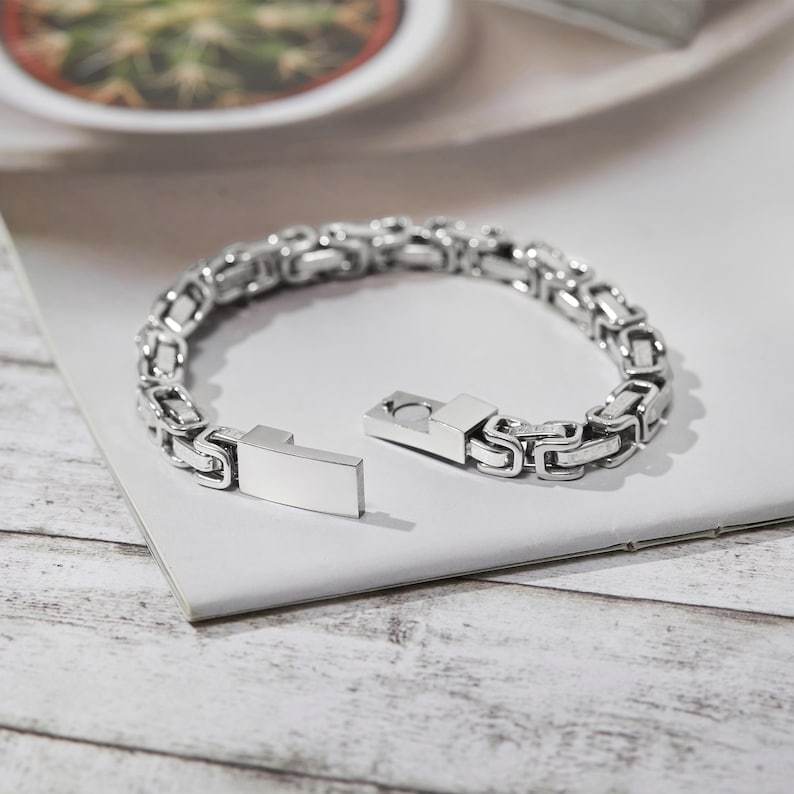 Hidden Message Bracelet for Boyfriend, Engraved Secret Message Bracelet, Custom Christmas Gift for Husband, Stainless Steel Bracelet Mens