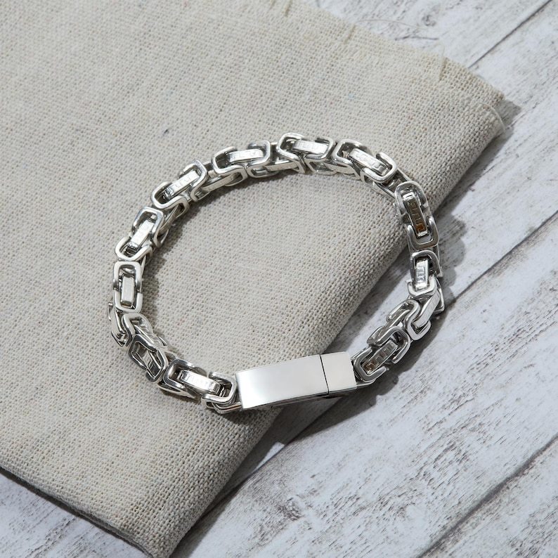 Hidden Message Bracelet for Boyfriend, Engraved Secret Message Bracelet, Custom Christmas Gift for Husband, Stainless Steel Bracelet Mens