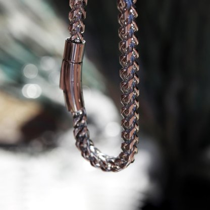 Personalized Franco Chain Bracelet: Engraved Stainless Steel Men's Bracelet