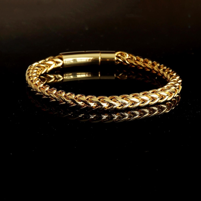 Personalized Franco Chain Bracelet: Engraved Stainless Steel Men's Bracelet