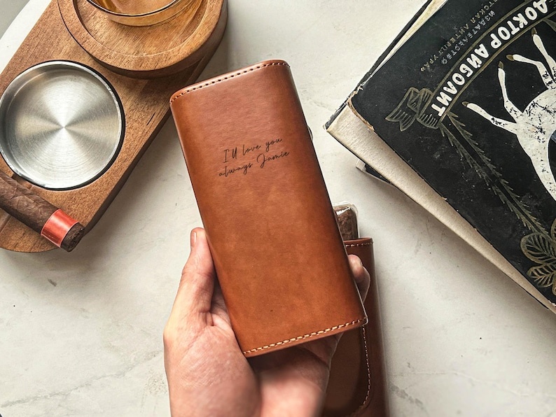 Personalized Leather Cigar Case, Cigar Case With Cutter, Gift for Cigar Lover, Father's Day Gifts