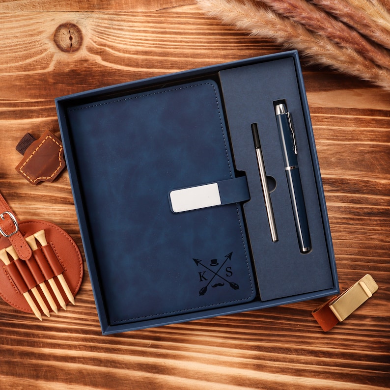 Custom Engraved Notebook With Pen, Leather Notebook Set, End Of Year Thank You Gift, Matching Pen, Custom Graduation Gifts, New Job Present