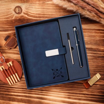 Custom Engraved Notebook With Pen, Leather Notebook Set, End Of Year Thank You Gift, Matching Pen, Custom Graduation Gifts, New Job Present