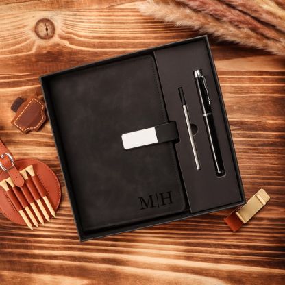 Custom Engraved Notebook With Pen, Leather Notebook Set, End Of Year Thank You Gift, Matching Pen, Custom Graduation Gifts, New Job Present