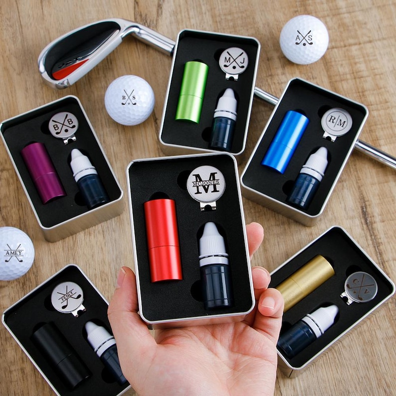Professional Golfer Accessories | Custom Golf Ball Stamp & Hat Clip Set | Custom Golf Ball Stamp Set | Golf Ball Markers | Golfer Sports Gifts