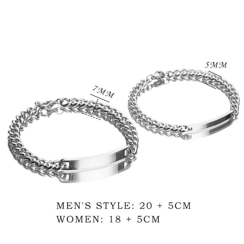 Personalized Engraved Bangle Bracelet: Stainless Steel Couple Promise Jewelry