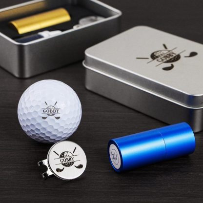 Custom Golf Stamp & Hat Clip Set, Personalized Golf Stamp, Fathers Day Gift, Christmas Gift, Custom Golf Ball Stamp Box, Golf Ball Marker.