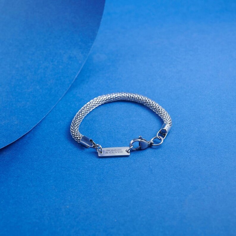 Stainless Steel Foxtail Chain Bracelet: 5mm Unisex Bali Chain, Custom Engraving