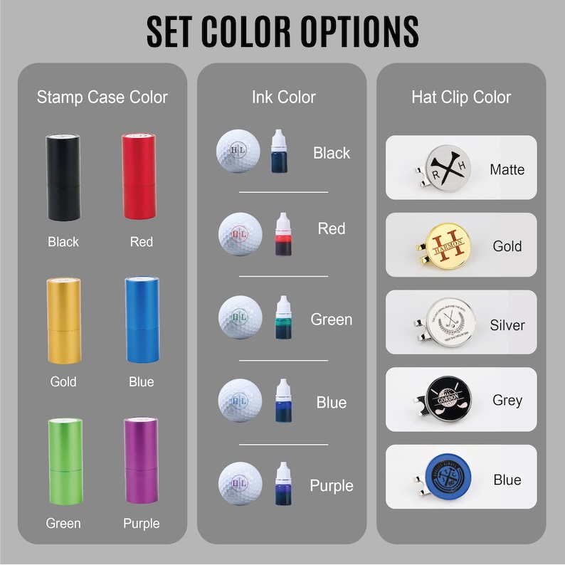 Custom Golf Stamp & Hat Clip Set, Personalized Golf Stamp, Fathers Day Gift, Christmas Gift, Custom Golf Ball Stamp Box, Golf Ball Marker.