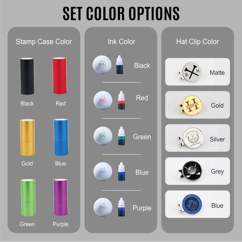 Custom Golf Stamp & Hat Clip Set, Personalized Golf Stamp, Fathers Day