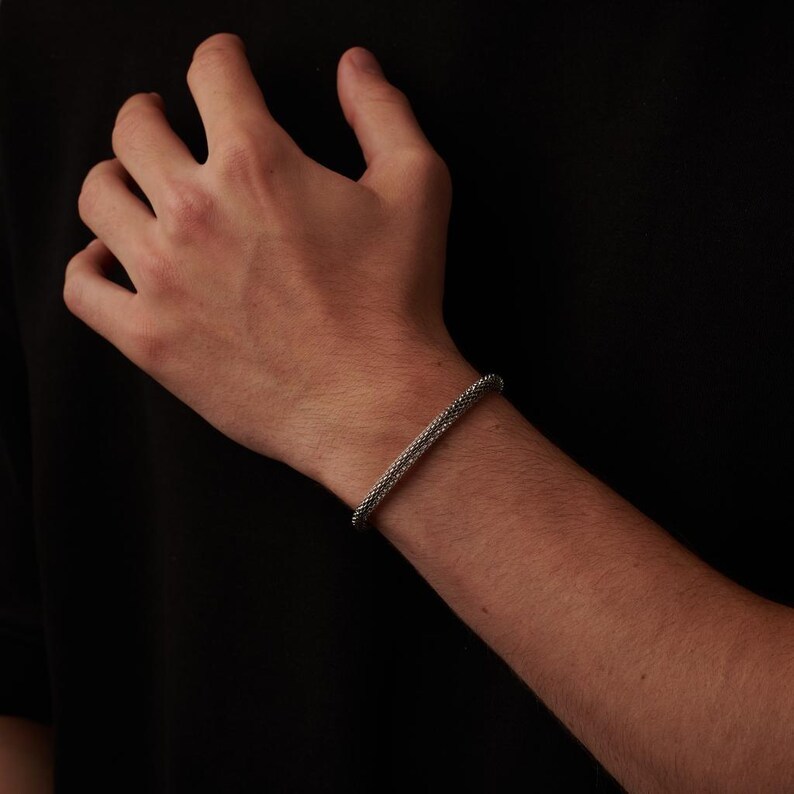 Stainless Steel Foxtail Chain Bracelet: 5mm Unisex Bali Chain, Custom Engraving