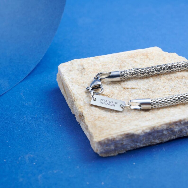 Stainless Steel Foxtail Chain Bracelet: 5mm Unisex Bali Chain, Custom Engraving