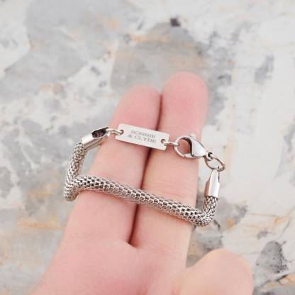 Stainless Steel Foxtail Chain Bracelet: 5mm Unisex Bali Chain, Custom Engraving