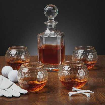 Golf Ball Whiskey Glasses Set of 2 - Golf Ball Set for Whiskey Lovers, Father's Day Gift, Birthday Gift, Christmas Gift, Bachelor Party Gift