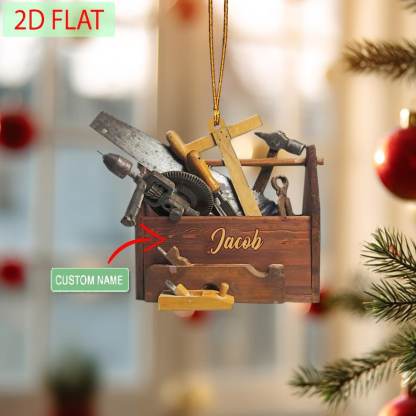 Personalized Toolbox Ornament: Custom Name Carpenter Gift