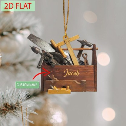 Personalized Toolbox Ornament: Custom Name Carpenter Gift