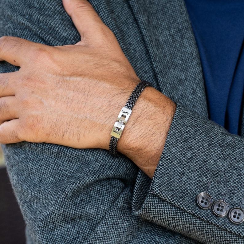 Men's Personalised Stainless Steel Bracelet · Engraved · Stainless Steel · Personalized Bracelet · Hidden Message · Christmas Gift for Him