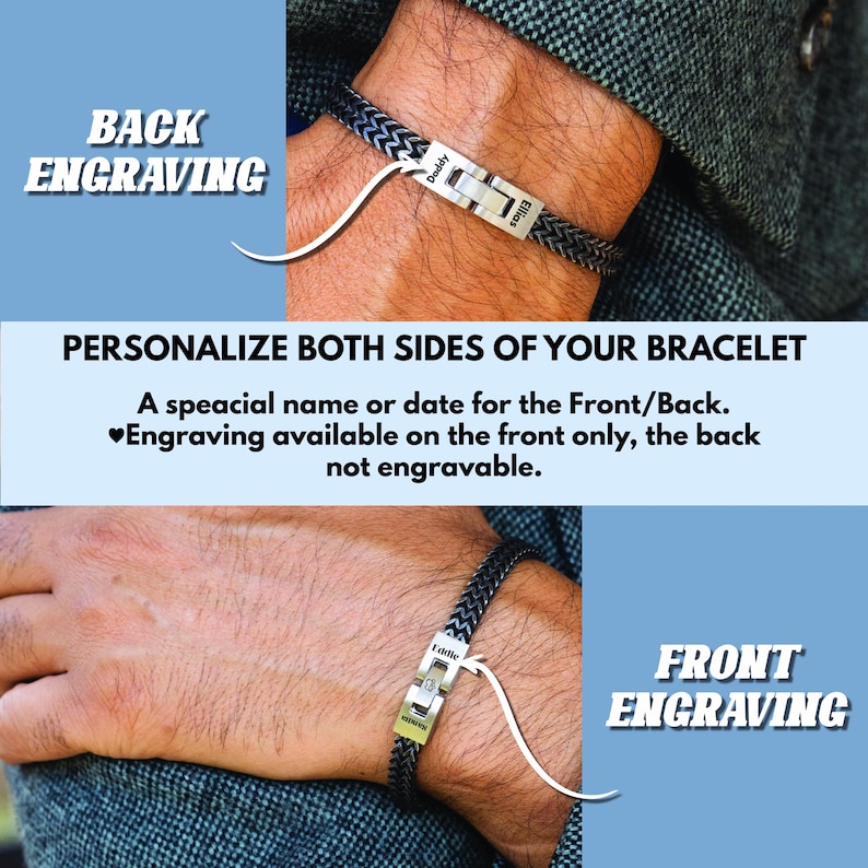 Men's Personalised Stainless Steel Bracelet · Engraved · Stainless Steel · Personalized Bracelet · Hidden Message · Christmas Gift for Him