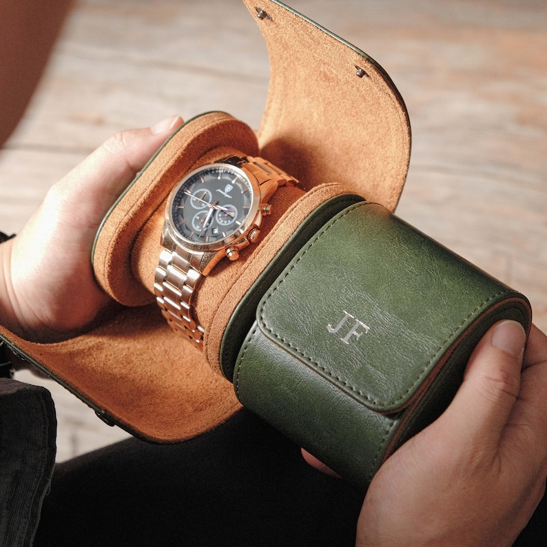 Personalized Leather Watch Case, Travel Watch Roll, Watch Roll for 3 Watches, Groom Gift, Valentine's Day gift,Gift for Him