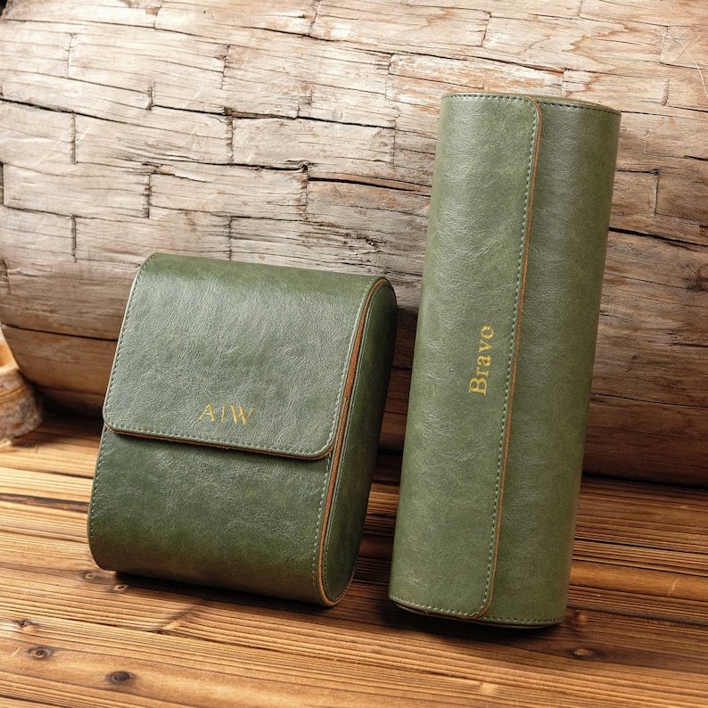 Personalized Leather Watch Case, Travel Watch Roll, Watch Roll for 3 Watches, Groom Gift, Valentine's Day gift,Gift for Him