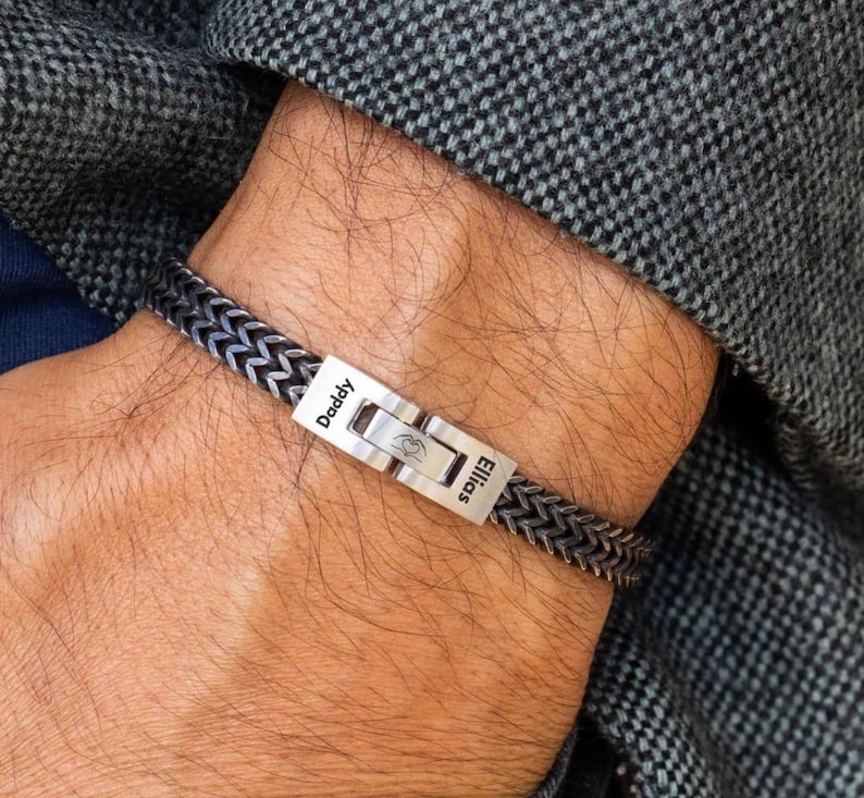 Men's Personalised Stainless Steel Bracelet · Engraved · Stainless Steel · Personalized Bracelet · Hidden Message · Christmas Gift for Him