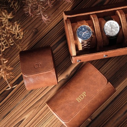 Personalized Leather Watch Case, Travel Watch Roll, Watch Roll for 3 Watches, Groom Gift, Valentine's Day gift,Gift for Him