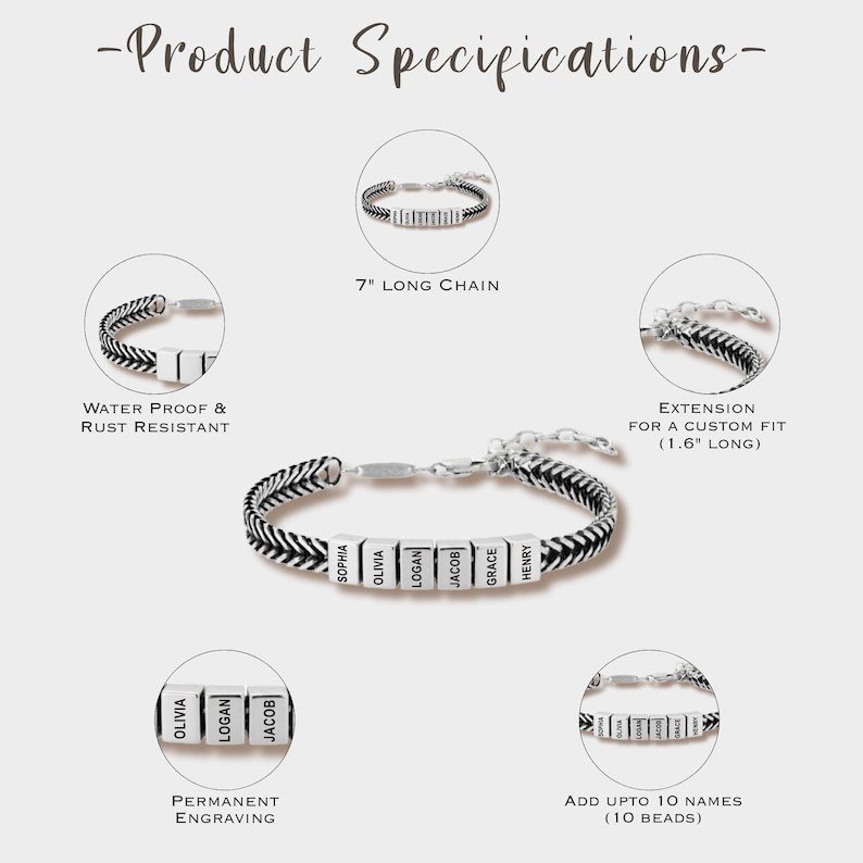 Dad Christmas Gift for Him, Personalized Mens Bracelet, Husband Gift, Stainless Steel Bracelet For Dad With Kids Name, Family Name Bracelet