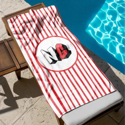 Personalized Stripe Beach Towel: Custom logo, Bridal Party Gift