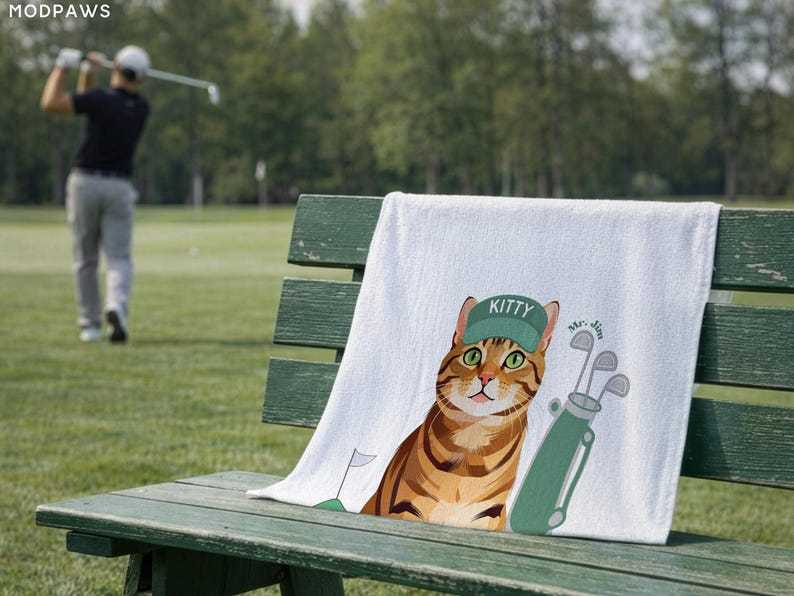 Custom Pet Golf Towel Using Pet Photo + Pet Name Personalized Dog Golf Towels Custom Cat Golf Towels Personalised Dog Towel Custom Cat Towel