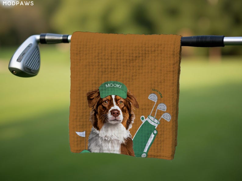 Custom Pet Golf Towel Using Pet Photo + Pet Name Personalized Dog Golf Towels Custom Cat Golf Towels Personalised Dog Towel Custom Cat Towel