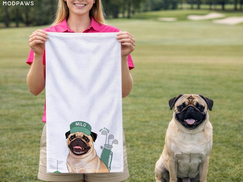 Custom Pet Golf Towel Using Pet Photo + Pet Name Personalized Dog Golf Towels Custom Cat Golf Towels Personalised Dog Towel Custom Cat Towel