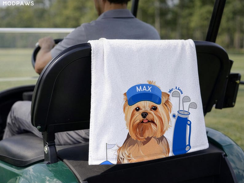 Custom Pet Golf Towel Using Pet Photo + Pet Name Personalized Dog Golf Towels Custom Cat Golf Towels Personalised Dog Towel Custom Cat Towel