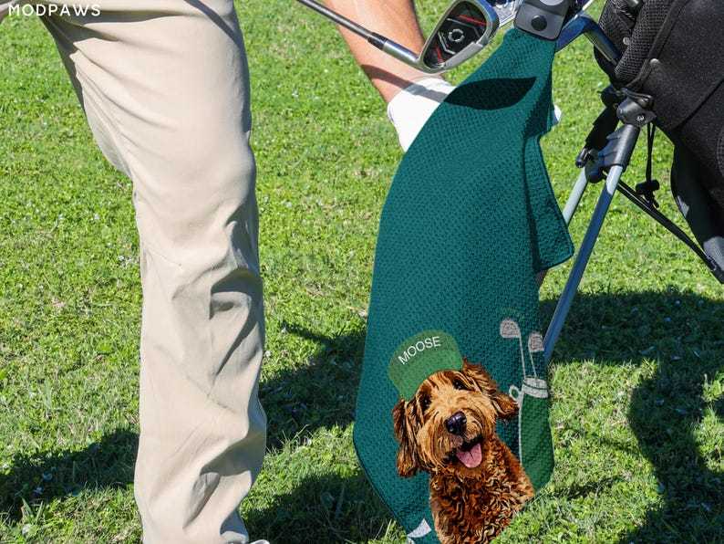 Custom Pet Golf Towel Using Pet Photo + Pet Name Personalized Dog Golf Towels Custom Cat Golf Towels Personalised Dog Towel Custom Cat Towel