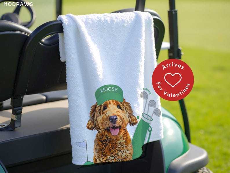 Custom Pet Golf Towel Using Pet Photo + Pet Name Personalized Dog Golf Towels Custom Cat Golf Towels Personalised Dog Towel Custom Cat Towel
