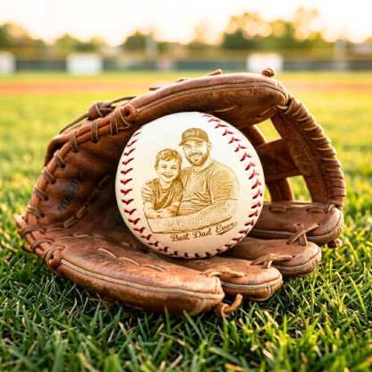 Photo Engraved Baseball Personalized Fathers Day Gift for Dad Grandpa Coach Custom Birthday