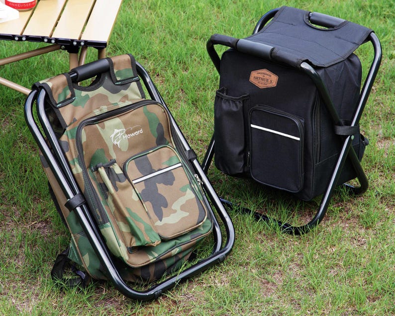 Personalized Cooler Chair, Embroidery Backpack or Matching Cap, Custom Outdoor Lovers Gifts, Fishing Gifts for Men