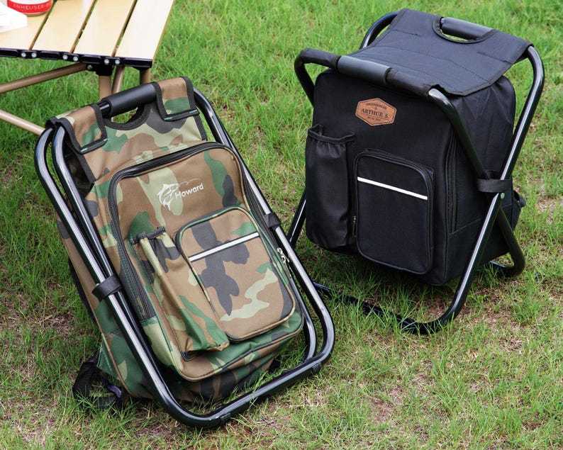 Personalized Cooler Chair, Embroidery Backpack or Matching Cap, Custom Outdoor Lovers Gifts, Fishing Gifts for Men