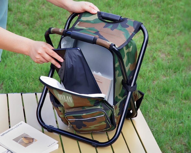 Personalized Cooler Chair, Embroidery Backpack or Matching Cap, Custom Outdoor Lovers Gifts, Fishing Gifts for Men