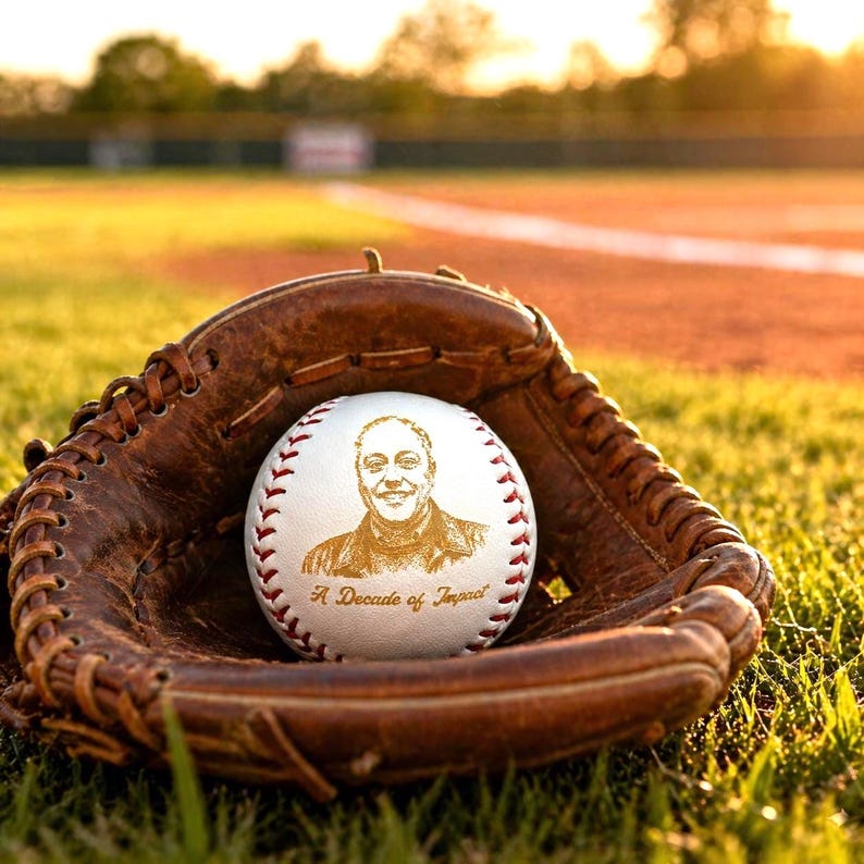 Photo Engraved Baseball Personalized Fathers Day Gift for Dad Grandpa Coach Custom Birthday