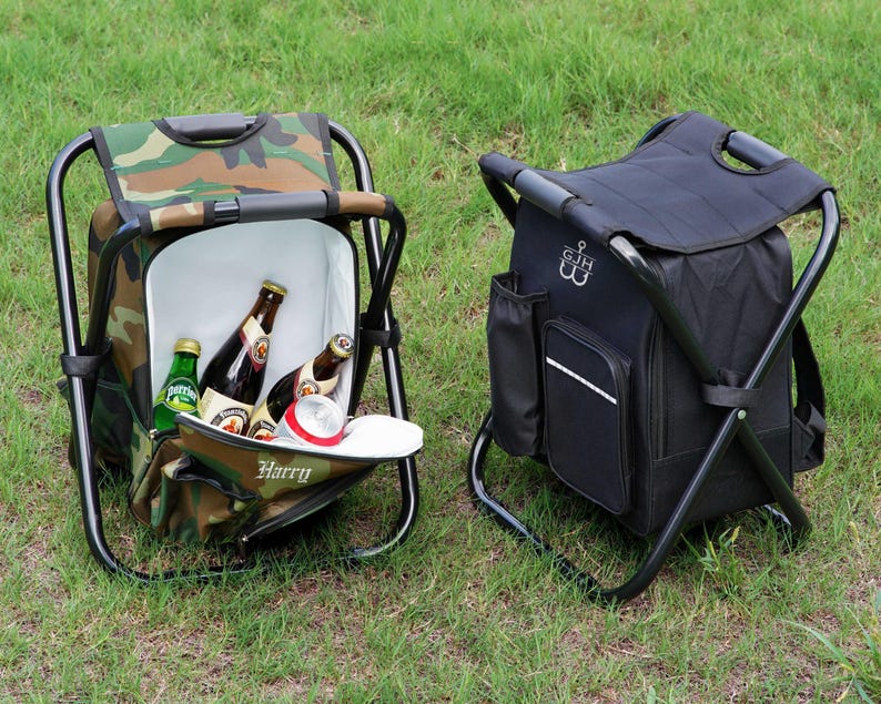 Personalized Cooler Chair, Embroidery Backpack or Matching Cap, Custom Outdoor Lovers Gifts, Fishing Gifts for Men
