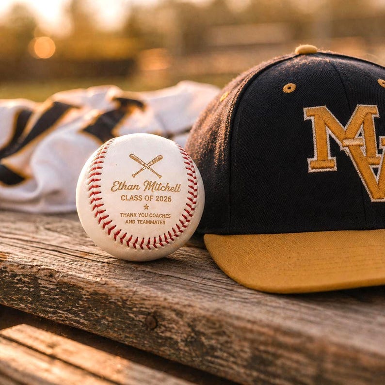 Photo Engraved Baseball Personalized Fathers Day Gift for Dad Grandpa Coach Custom Birthday