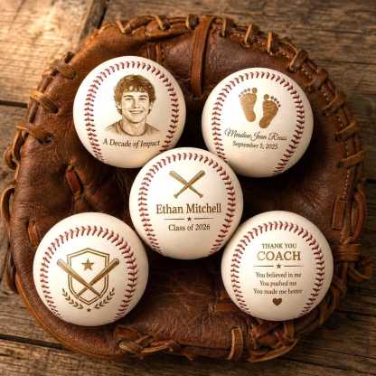 Photo Engraved Baseball Personalized Fathers Day Gift for Dad Grandpa Coach Custom Birthday