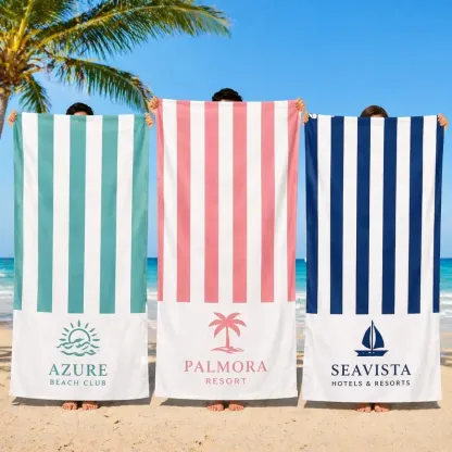 Custom Logo Beach Towel, Personalized Business Team Gift, Hotel Spa Towel, Waterpark Swim Pool Towel, Brand Logo Corporate Towel Gift