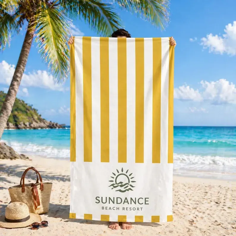Custom Logo Beach Towel, Personalized Business Team Gift, Hotel Spa Towel, Waterpark Swim Pool Towel, Brand Logo Corporate Towel Gift