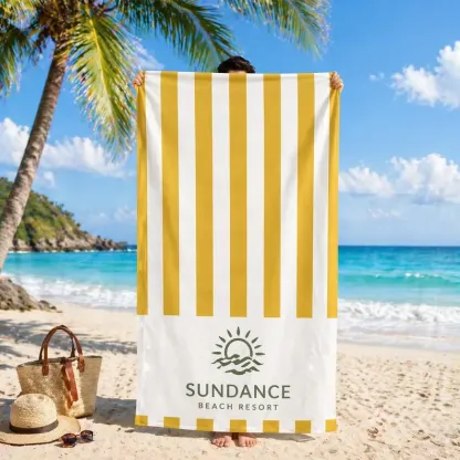 Custom Logo Beach Towel, Personalized Business Team Gift, Hotel Spa Towel, Waterpark Swim Pool Towel, Brand Logo Corporate Towel Gift