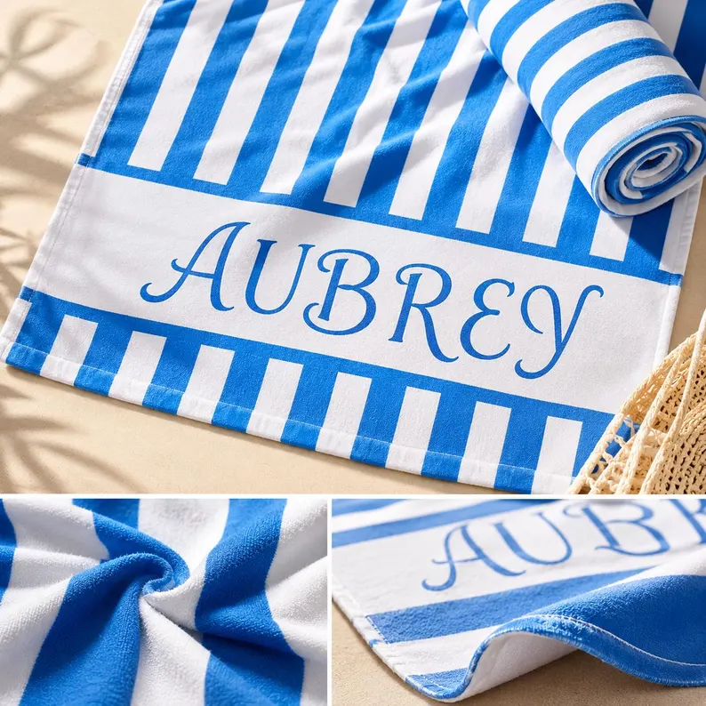 Personalized Groovy Striped Beach Towel: Custom Bachelorette Party Gift