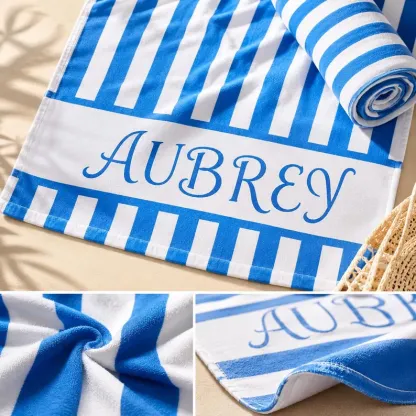 Personalized Groovy Striped Beach Towel: Custom Bachelorette Party Gift