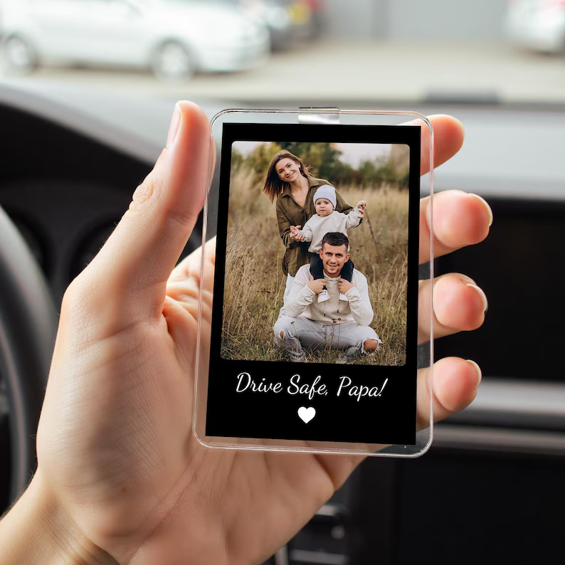 Custom Fathers Day Gift For Dad Photo Car Visor Clip, Drive Safe Daddy, Husband Gift Drive Safe Sun Visor Clip, Acrylic Car Accessories