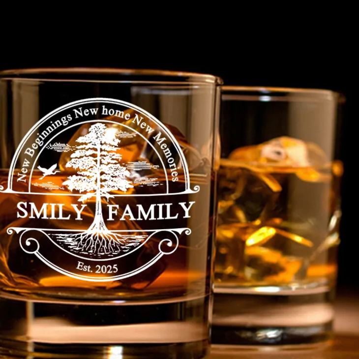 Personalized New Beginning New Home New Memories Whiskey Tumblers Custom Engraved Whiskey Glass for New Homeowner Housewarming Gift Moving House Gift